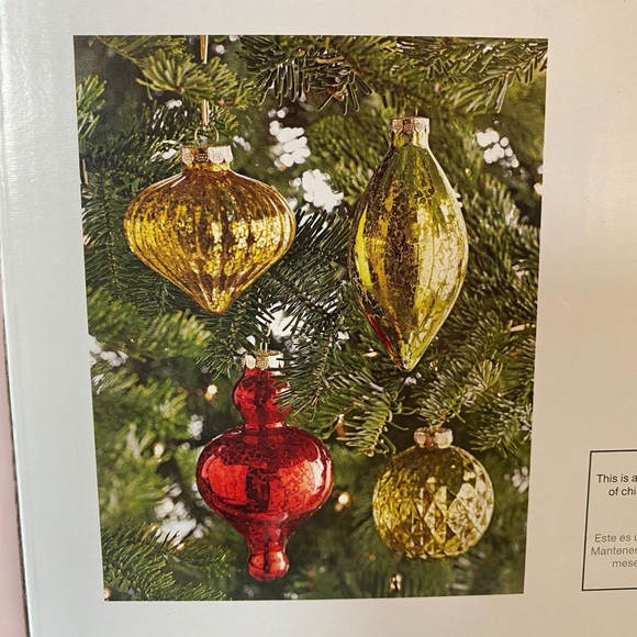 Home Decorators Collection Set of 10 Glass Christmas Ornament Gold Red Crackle - Picture 4 of 15